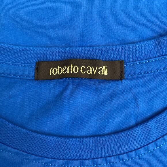 Roberto Cavalli Men Logo Crewneck Graphic T Shirt Tee Blue Snake Short Sleeve M - Picture 6 of 6